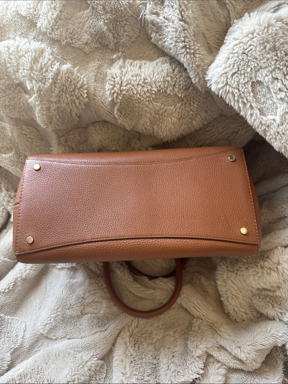 Kate Spade Leila Medium Triple Compartment Pebbled Leather Satchel Warm Ginger